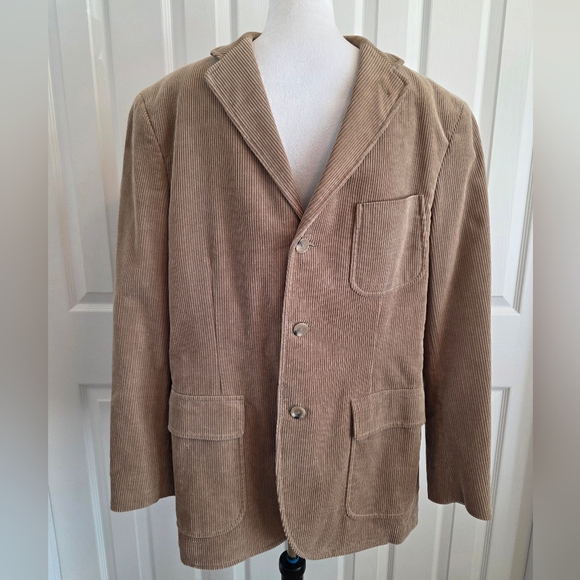 Polo Ralph Lauren Corduroy Blazer Jacket Tan Beige Classic Fit - Mens Size L - Picture 3 of 8